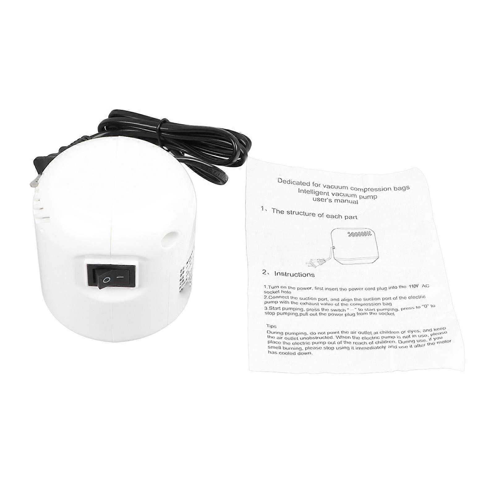 مضخة كيس تخزين كهربائية بيضاء قوية وفعالة سهلة التشغيل مضخة هواء كهربائية قابس الولايات المتحدة 110 فولت حقيبة ضغط متوافقة