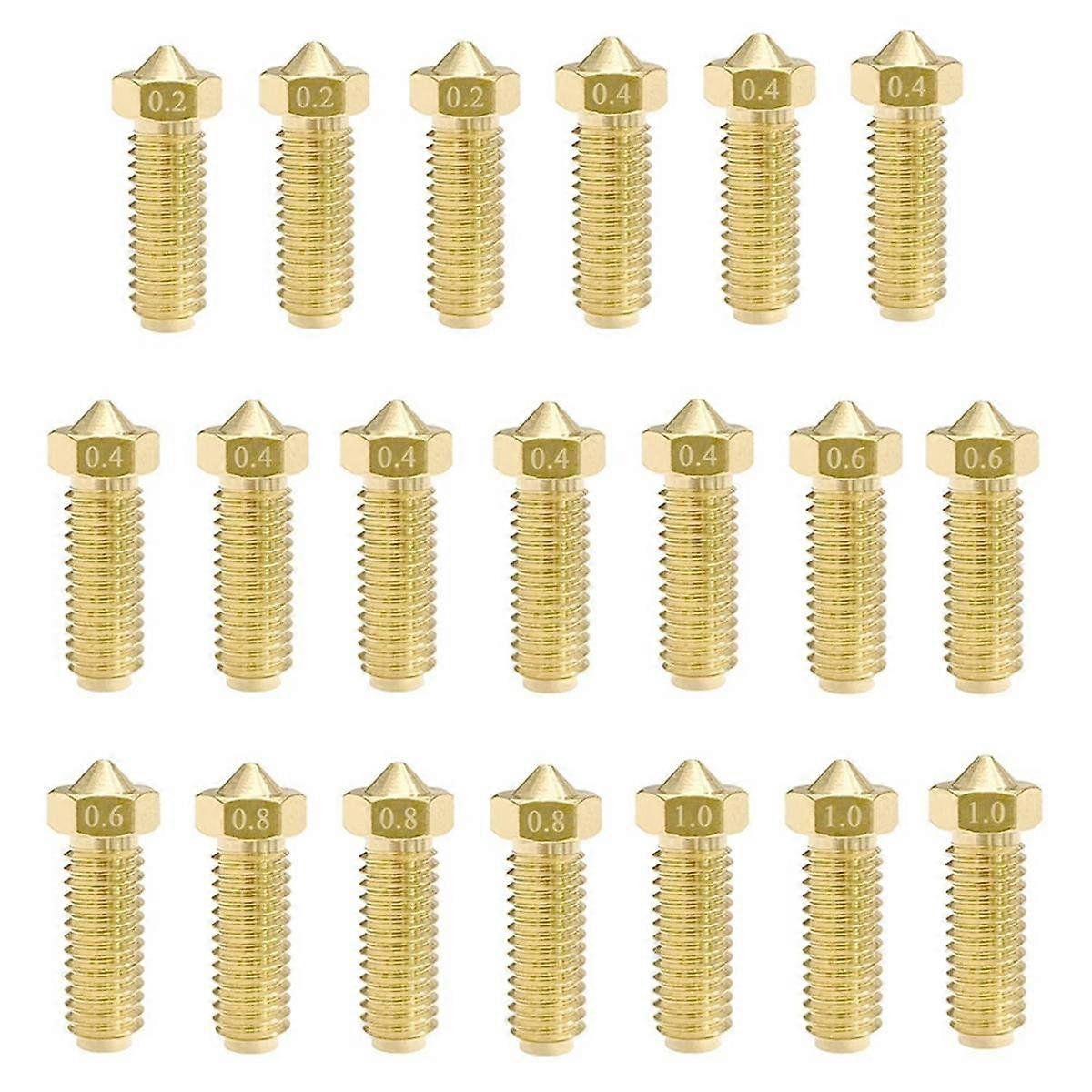 20PCS Barss Nozzles Kit for 2, 3D Printer 8PCS 0.4mm and 3PCS 0.2mm, 0.6mm, 0.8mm, 1.0mm Nozzles Kit
