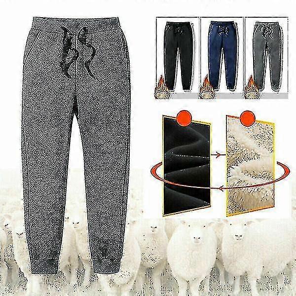 Herr Tjocka Fleece Termobyxor Utomhus Vinter Varma Casual Byxor Joggingbyxor