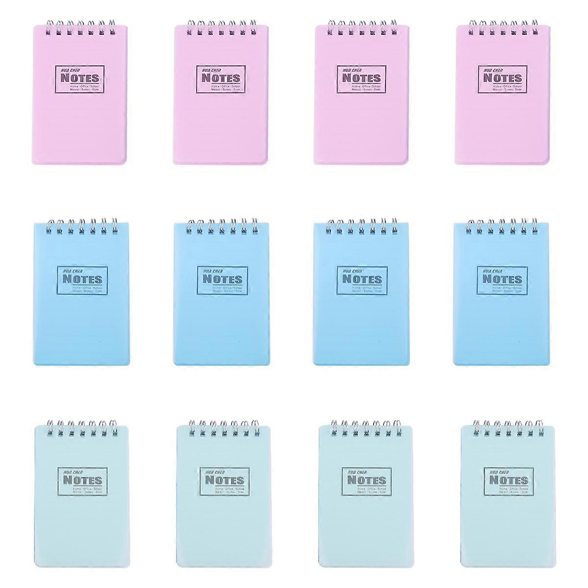 12PCS Upturning Coil Notepad Simple A7 Notebook Creative Stationery Notebook Portable Memo Pad for Home Trip (Random Color)