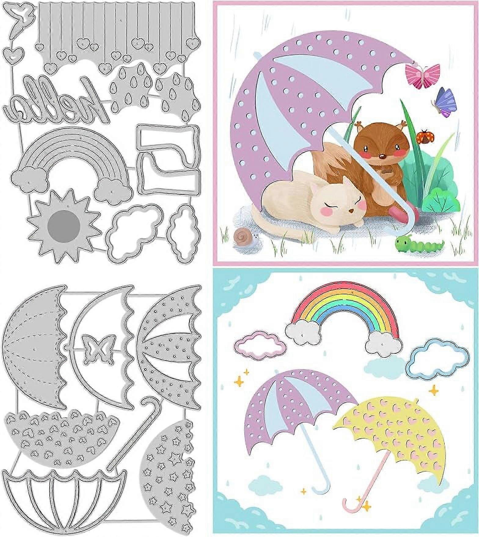 Umbrella Cutting Dies Rainbow Embossing Stencil Template Sun Cloud Metal Die Cuts Rains Carbon Steel Die Cutting Template Embossing Stencil Template f