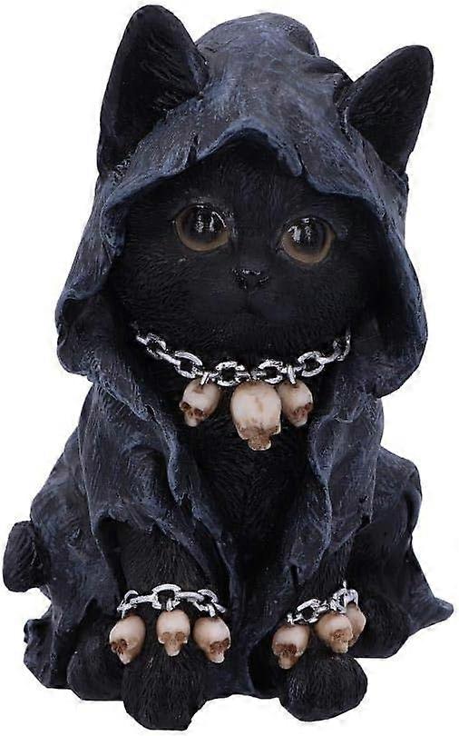 Figurine de chat faucheuse Grim Reaper Féline, Polyrésine, Noir, 10 * 10 * 15cm