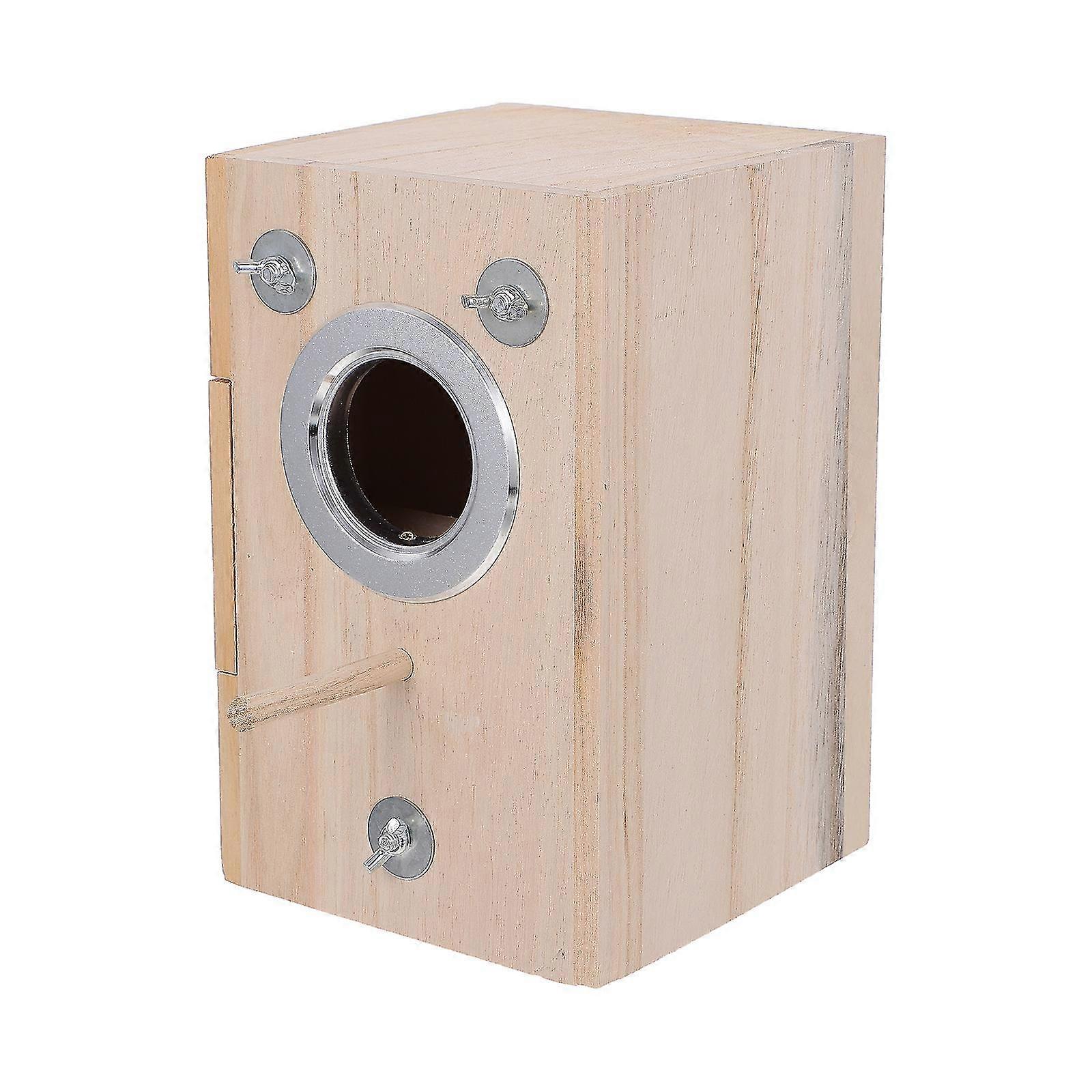 Bird Breeding Nest Parakeet Nesting Box Natural Wood House Parrots Mating Box-FCY