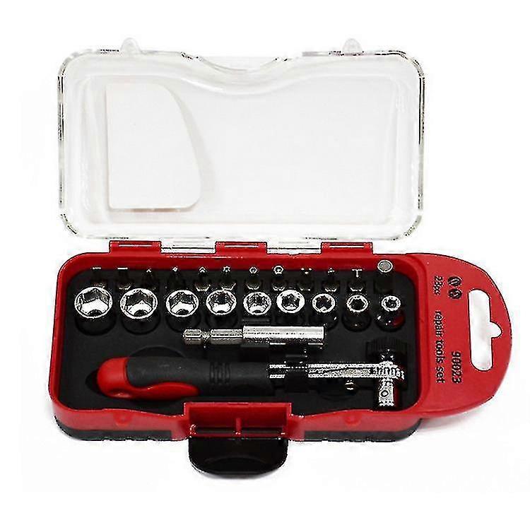 23pcs Drive Sockets Bits Set Multi Function Precision Ratchet Wrench Mechanical Repair Tools
