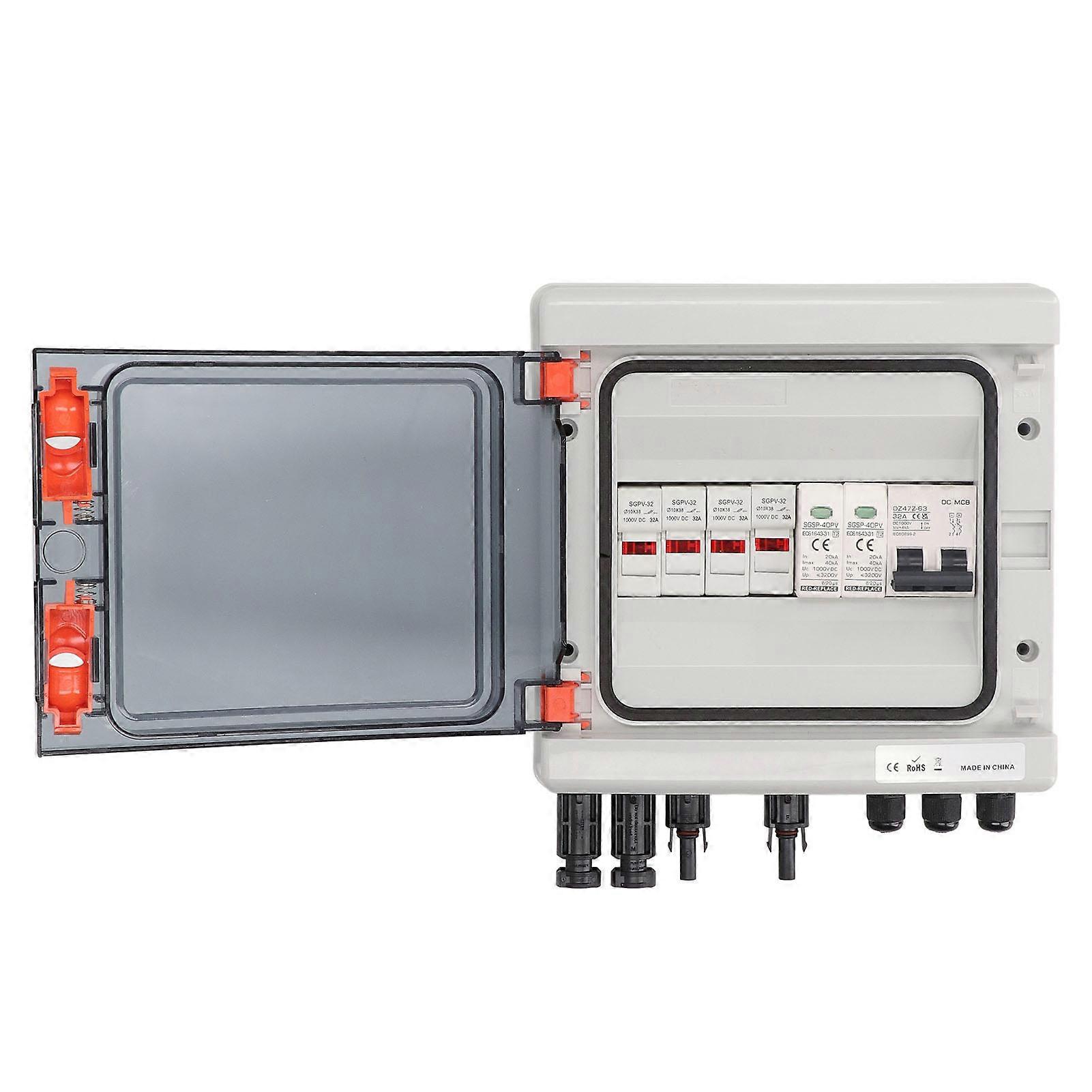 4 String 15A Solar PV Combiner Box with Fuse 2 in 2 Out Lightning Protection PV Distribution Box DC1000V IP65