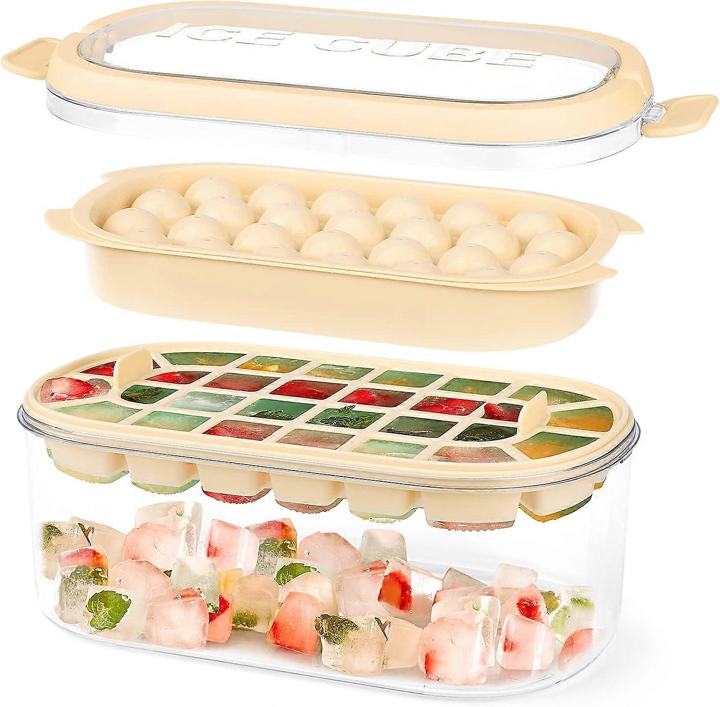 Ice Cube Tray with Non-Spill Removable Lid, 54 Silicone and Flexible Ice Cube Trays for Freezer