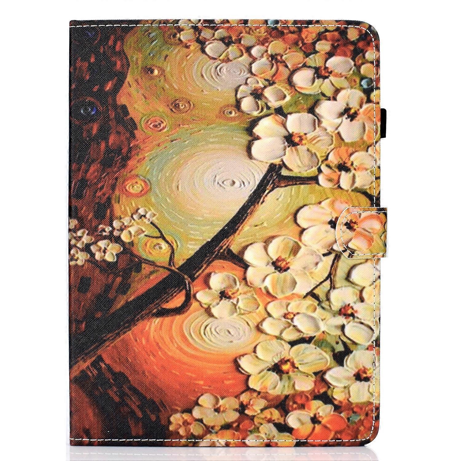 Tablet Case For Lenovo Tab P11 Pro Gen 2 Sewing Thread Horizontal Painted Tablet Leather Case with Pen Cover(Plum Blossom)