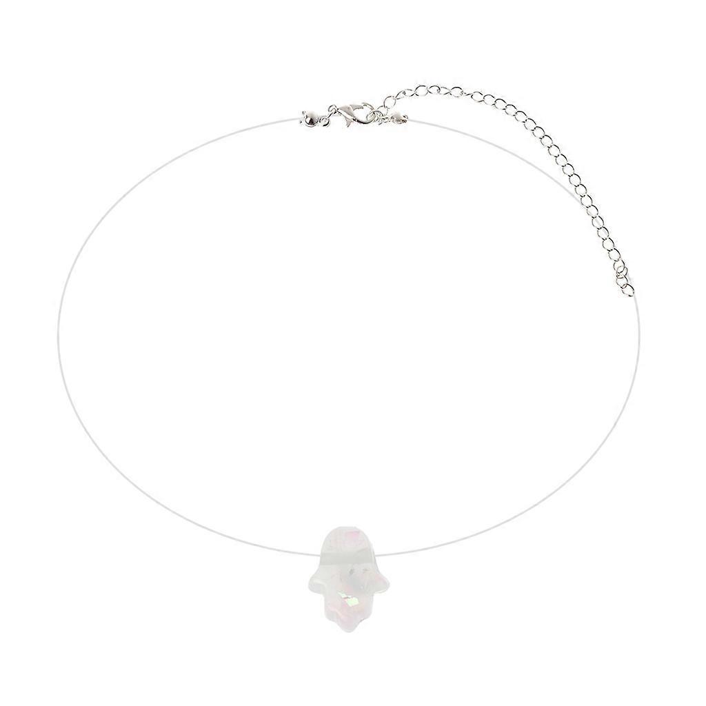 Invisible Hamsa Main Opales Pendentif Collier Ligne de pêche transparente Choker