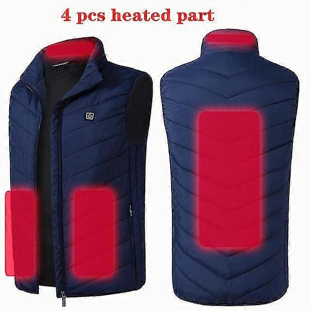 Men Usb Infrared 13 Heating Areas Vest Jacket Men Winter Electric Heated Vest Waistcoat For Sports Hiking Oversized 5xl 4 Areas Blue