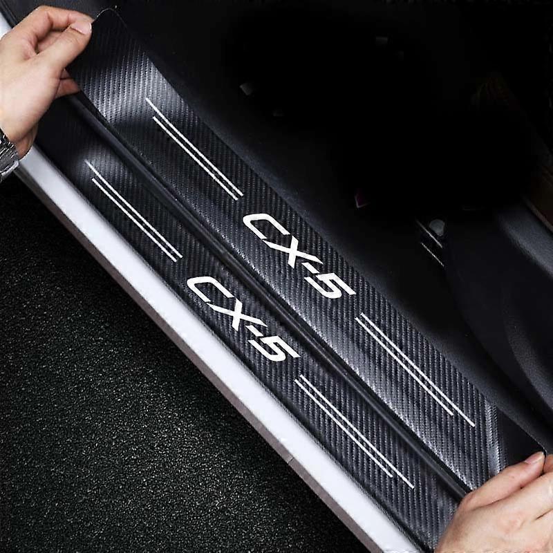 4Pcs Black Anti-Scratch Door Sill Protector Sticker For Mazda CX-8 – No Drill, Easy Self-Adhesive Fit