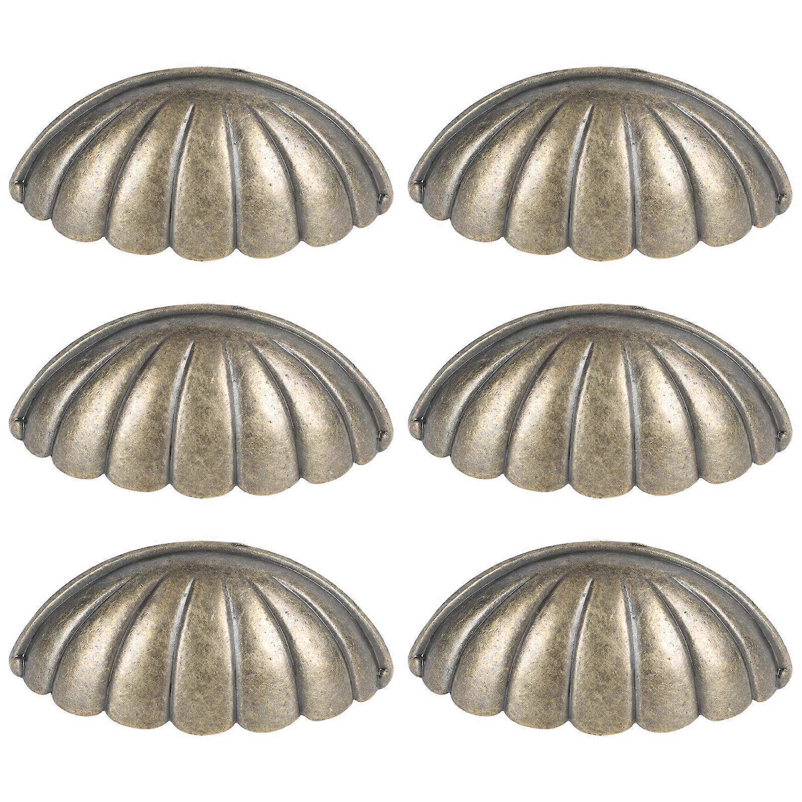 6pcs Shell Designed Knobs Vintage Drawer Knobs Decorative Cabinet Handles