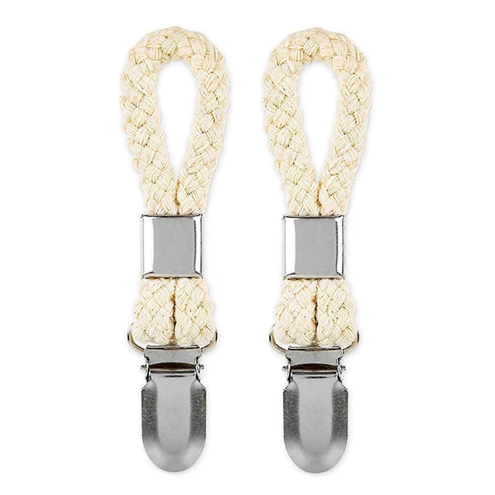 Braided Cotton Loop Towel Clip With Metal Clamp Multipurpose Cloth Hanger For Home