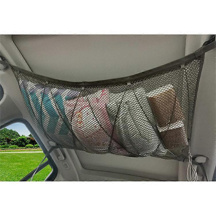 Car Luggage Net for Blanket Storage - Universal Car Cargo Net Bag with Adjustable Drawstring for Four Special Roof Armrest for SUV, Breathable