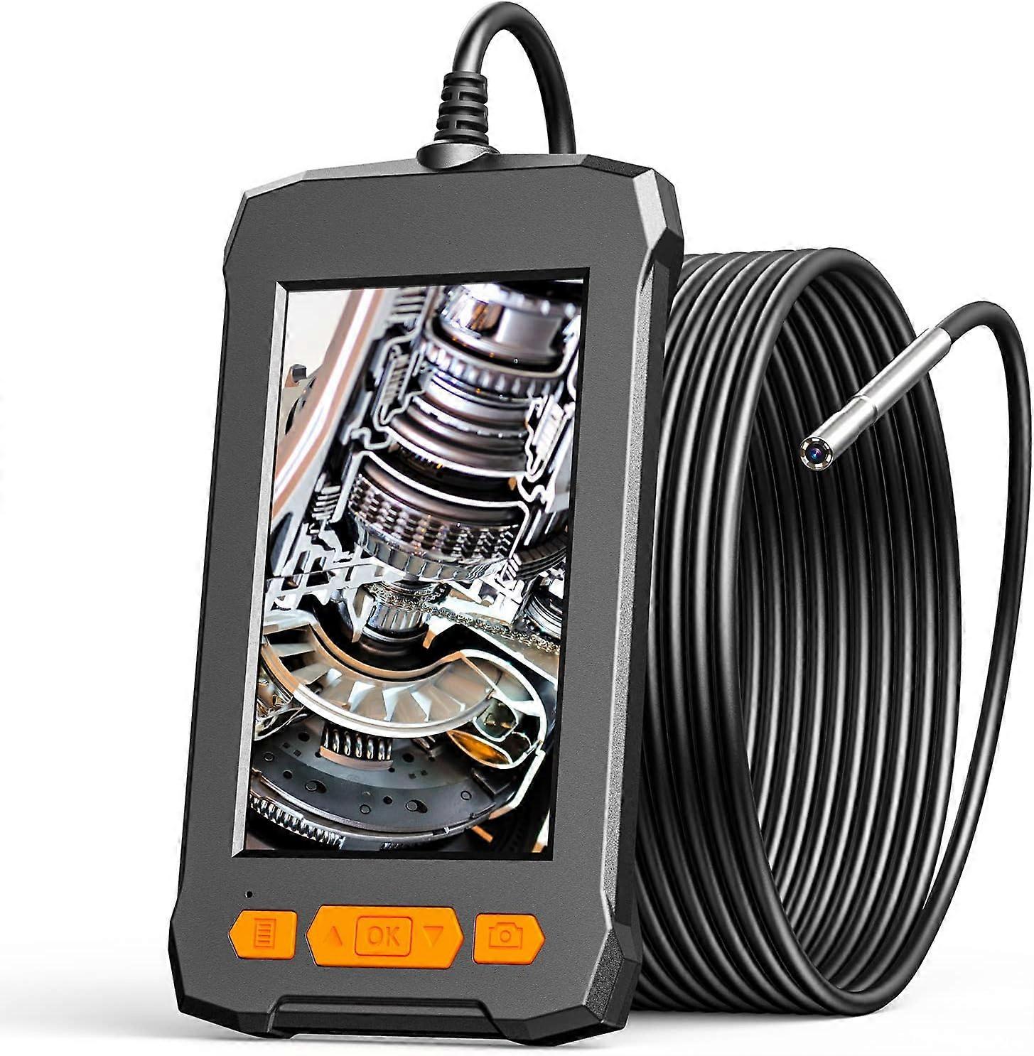 8mm Industrial Endoscope Camera 4.3'' IPS Screen Digital Borescope Inspection Camera wiht 6 Lights IP67 Waterproof Snake Sewer Camera with 16.5FT Sem
