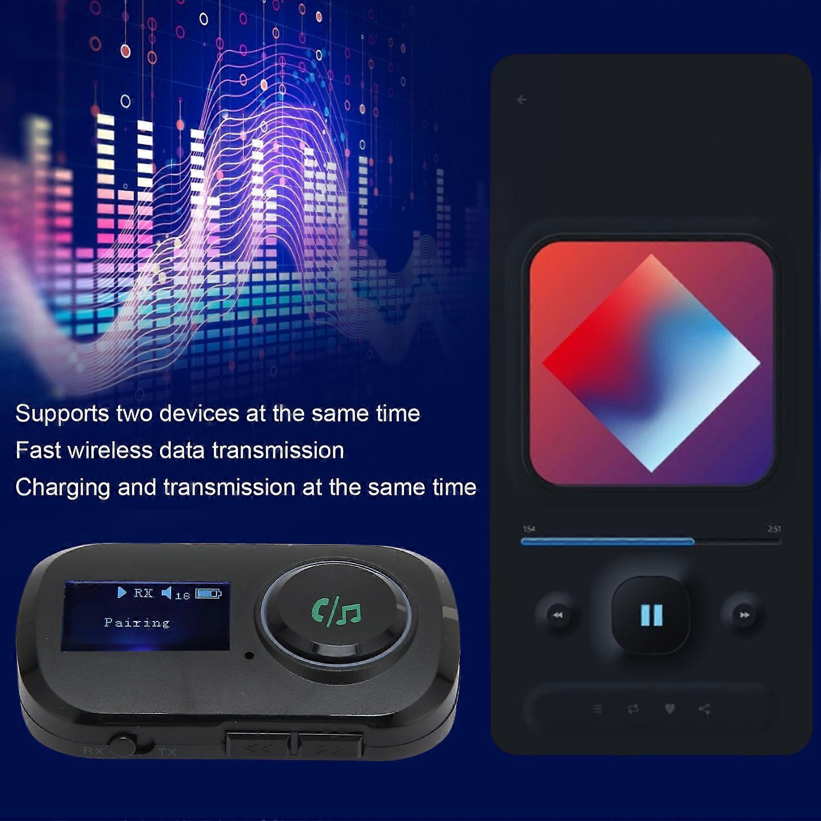 Bluetooth Transceiver Bluetooth 5.0 2In1 Adapter with Matrix Screen for TVs MP3s CD Players PCs