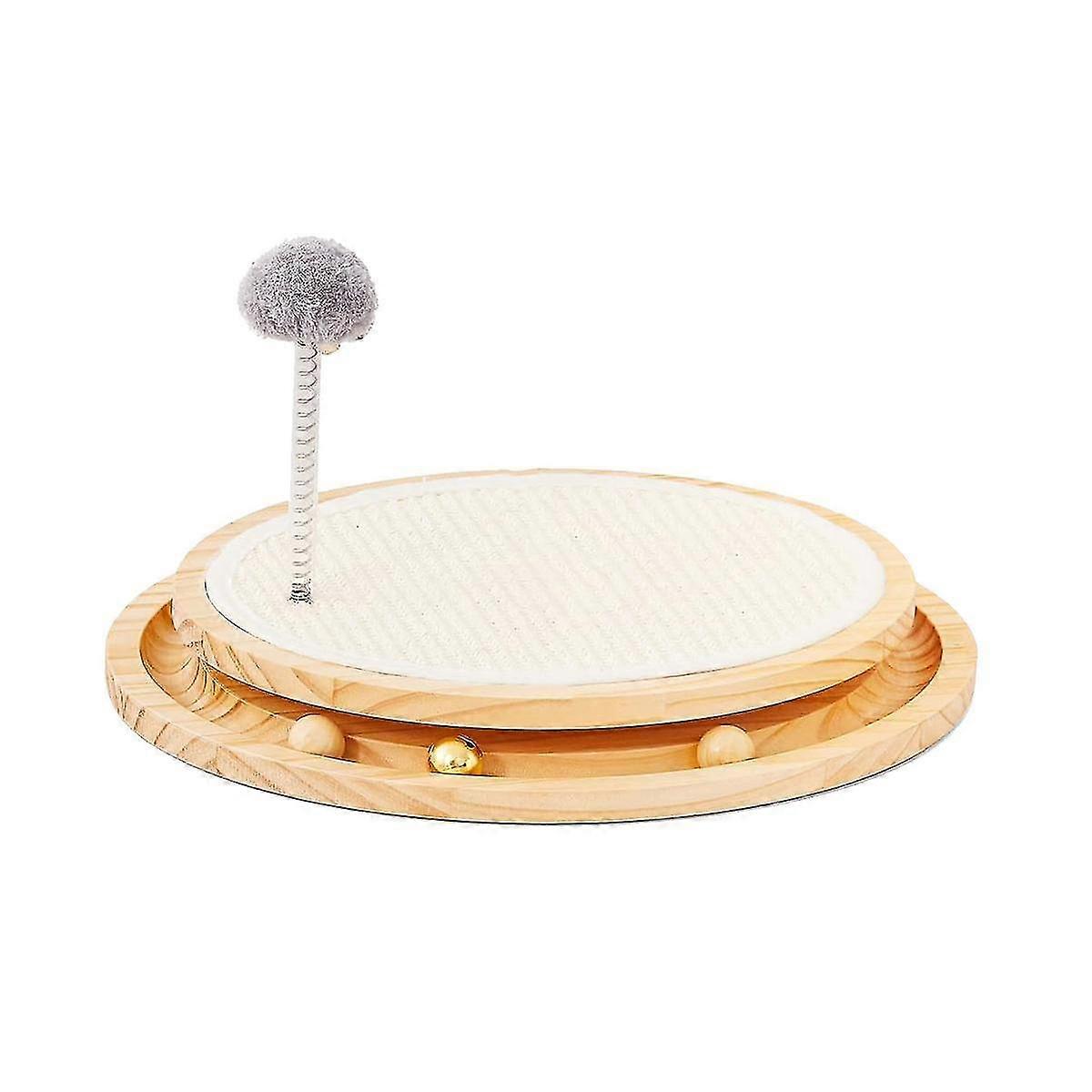 Scratcher, Natural Sisal Scratching Pad, Kitten Interactive Toy With Ball Track Spring Ball For Hu