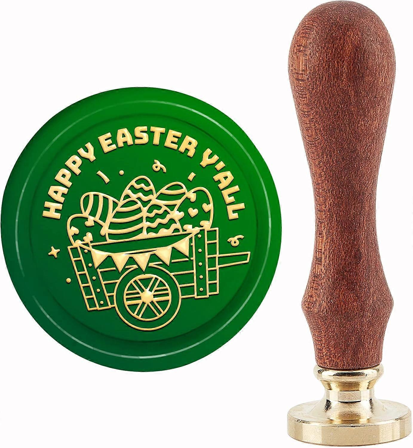 Brass Wax Seal Stamp with Handle for DIY Scrapbooking Easter Theme Pattern 3.5x1.18 inch(8.9x3cm)