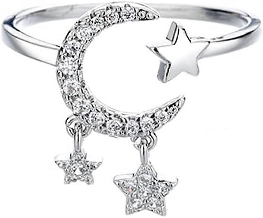 halvmne stjrna ppna ringar fr kvinnor flickor cubic zirconia dingla tofs justerbar stapling uttalande knogfinger ring lfte gva rsdag