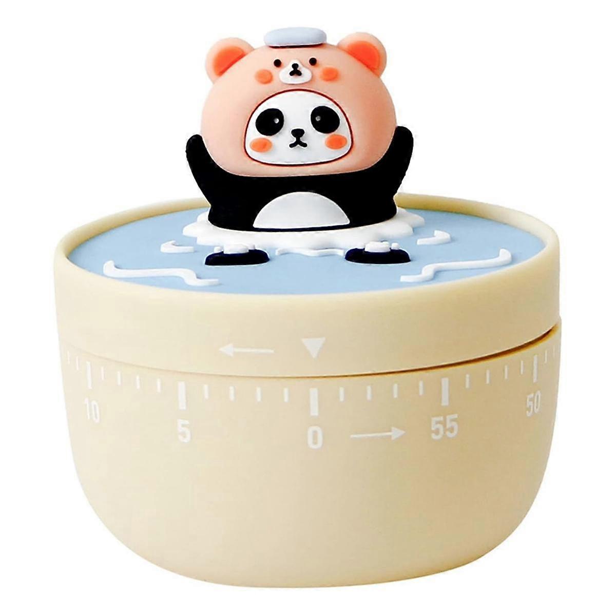 60 Min. Mechanical Kitchen Timer Panda Bathroom Manual Timer Cooking Baking Timer Children Yellow