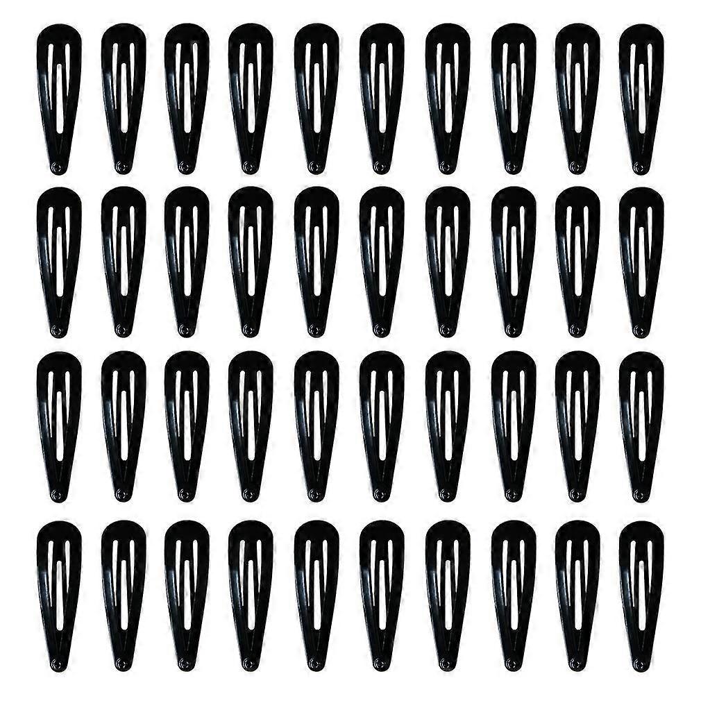 Pacote com 40 Barrettes Pretas de 2 Polegadas para Mulheres com Presilhas de Cabelo de Metal Snap-MXBC