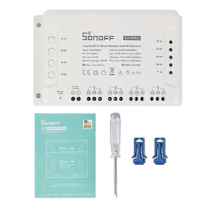 SONOFF 4CHR3 4CHPROR3 4-gang/4 Way Wifi Smart Switch 433mhz RF Control Support Alexa Google Smartthings Yandex Alice Smart Home