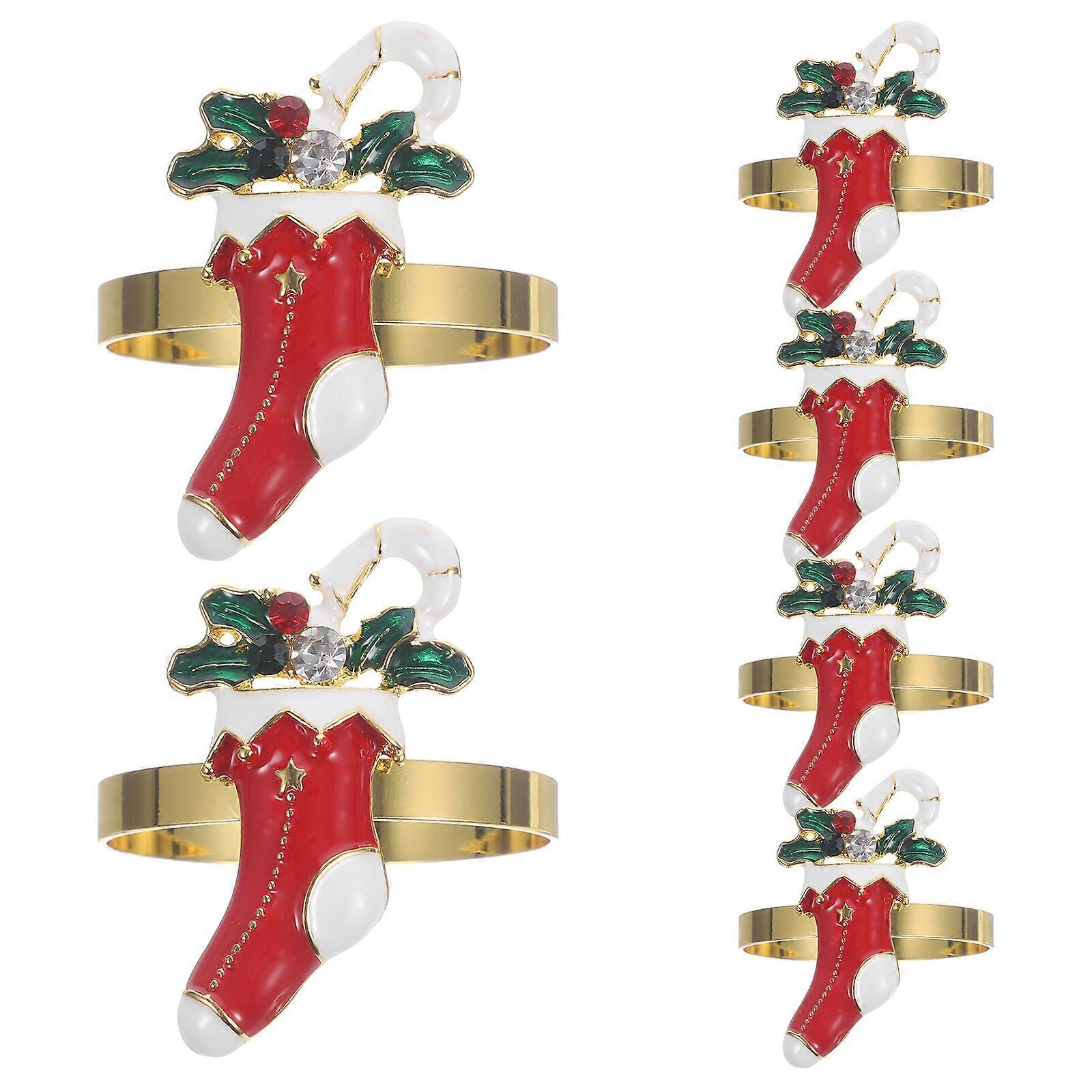 6pcs Bottes de Noël Rond De Serviette Mignon Rond De Serviette De Table Porte-Serviettes En Métal Pour Fête