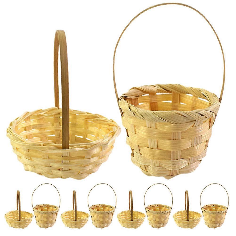 10pcs Mini Woven Baskets with Handles Tiny Handheld Baskets Mini House Baskets