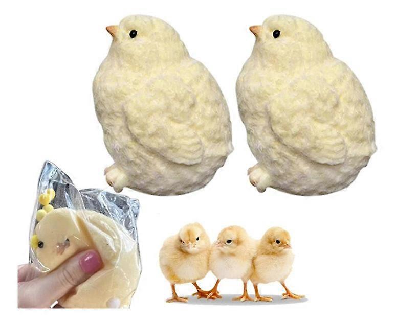 2Pcs Small chicken plush squeezing silicone decompression toy