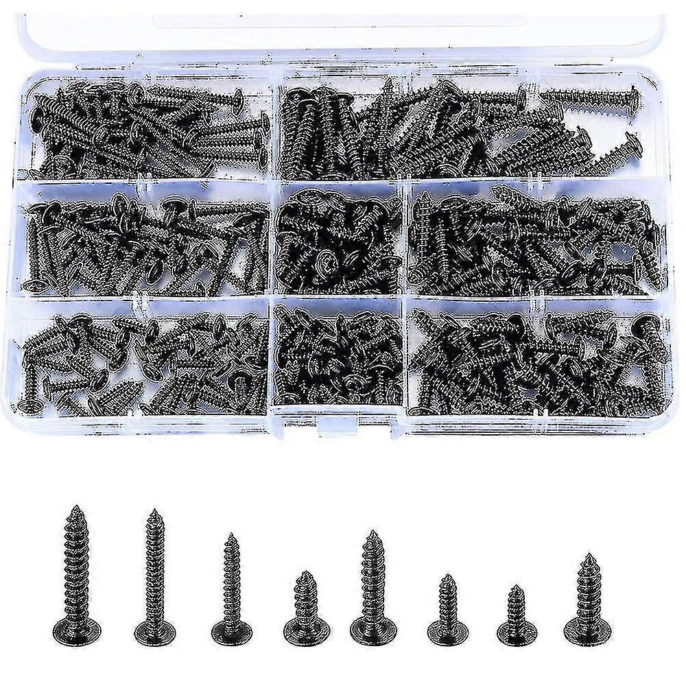240 Pcs Black Self Tapping Wood Screws Assortment Kit -t
