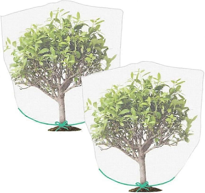 2 Packs Insect Bird Barrier Netting Mesh With Drawstring Garden Bug Netting Plant Cover