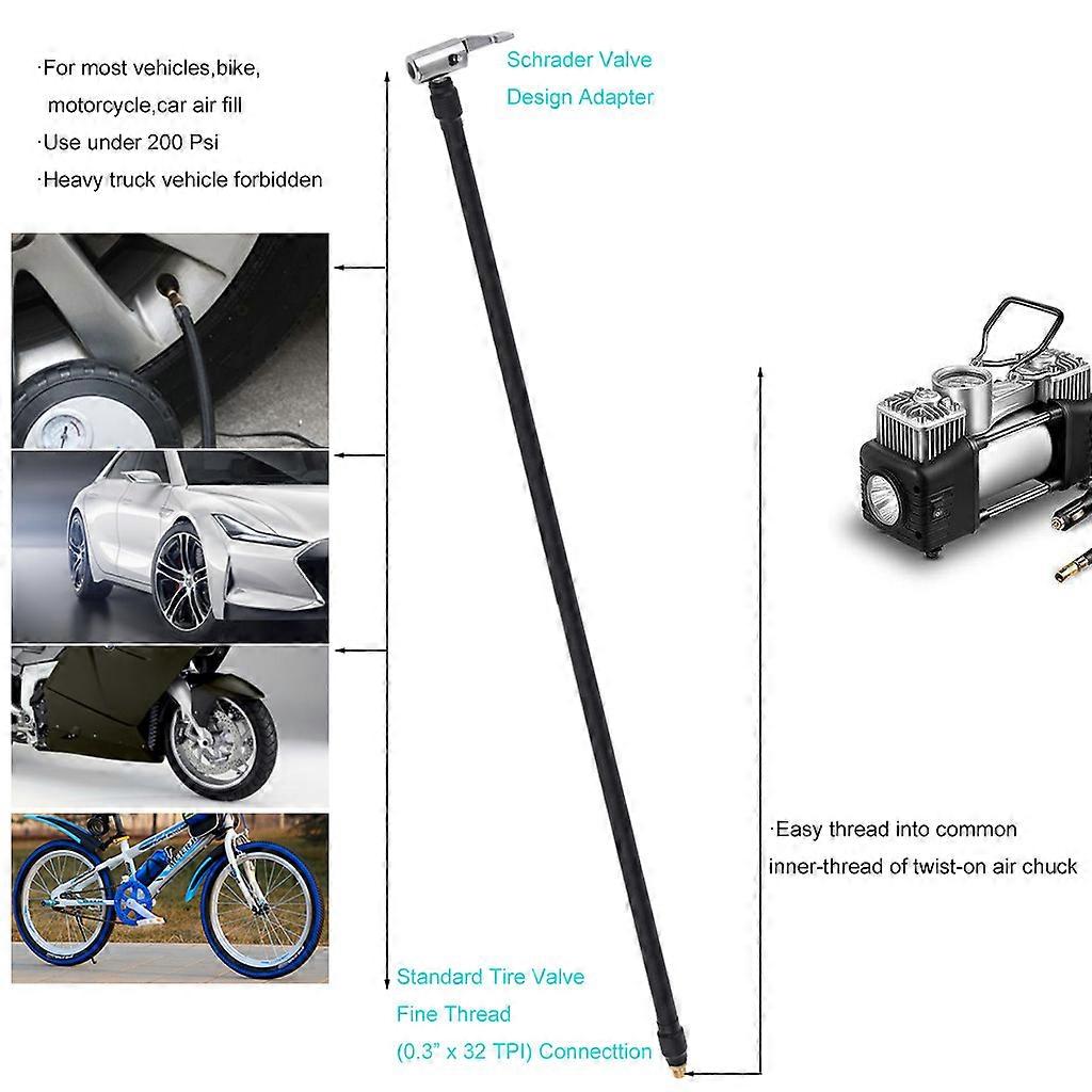 For Motorbike Tire Valve Connect Air Chuck Inflator Pump Extension Hose Adapter