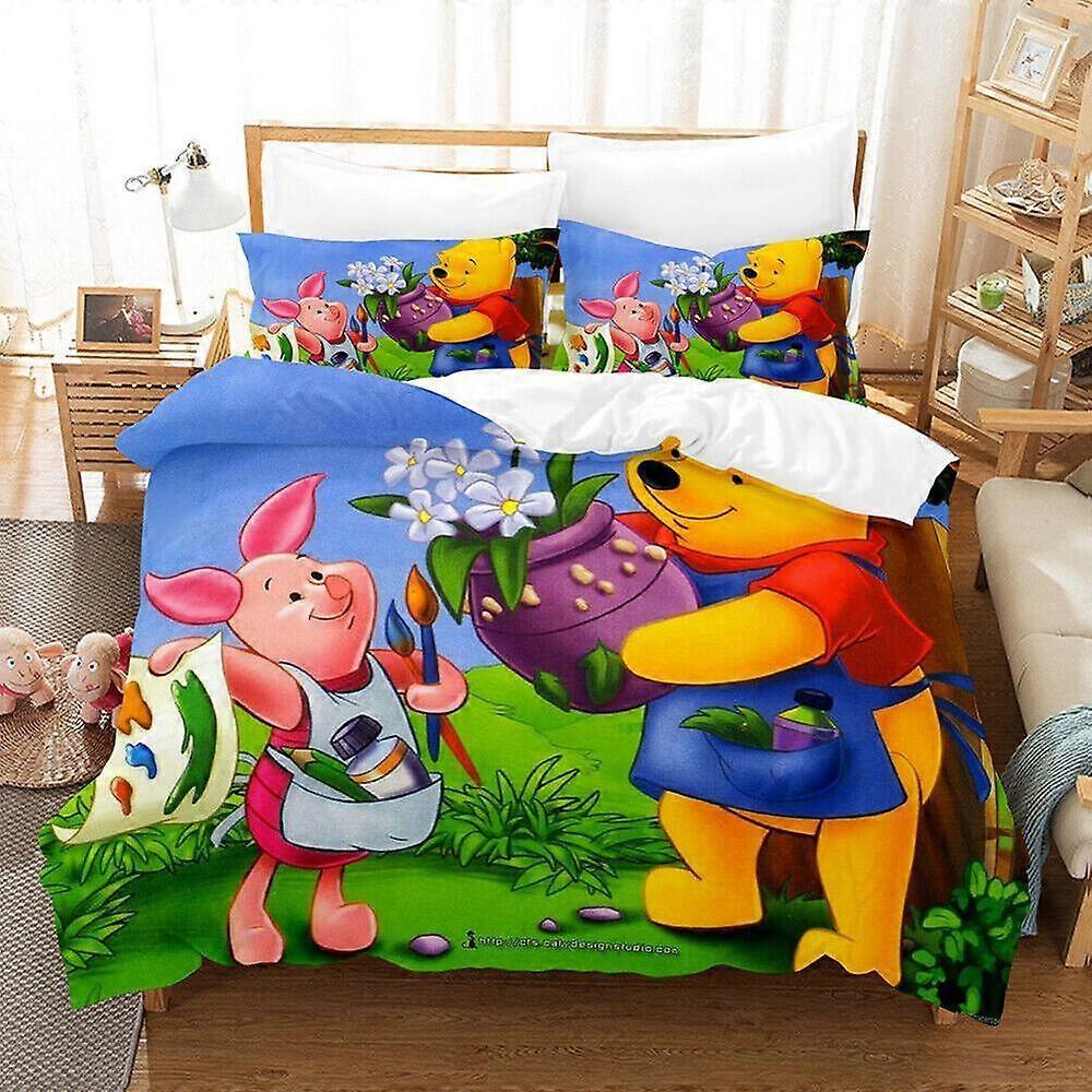 v2611 Lençóis Dos Desenhos Animados Presente Winnie the Pooh Coleção Capa de Edredão Conjunto Crianças Lençóis IU2611