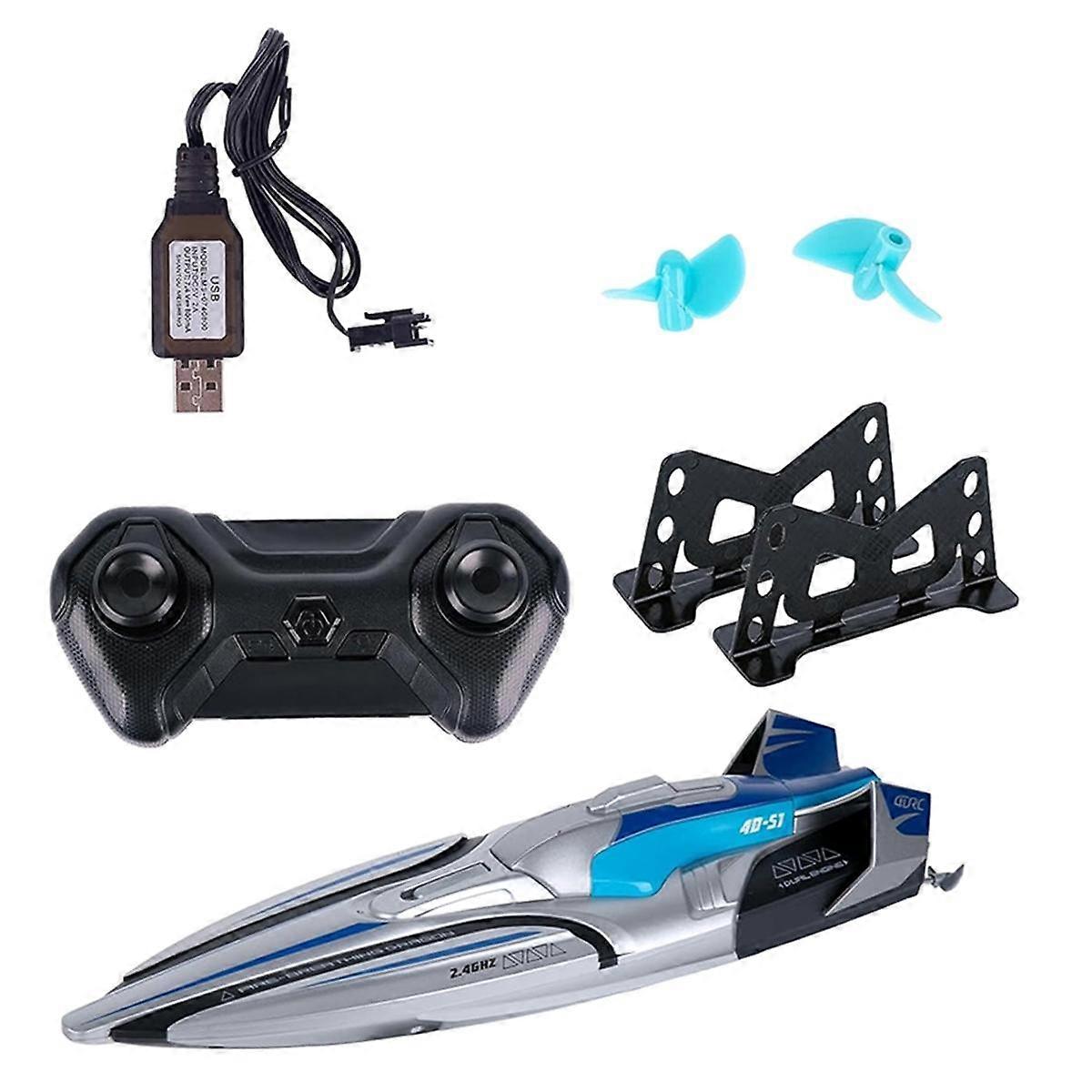 S1 2.4G High-Speed Remote Control Speedboat 30Km/H Waterproof Electric Remote Control Double Propoler Silver