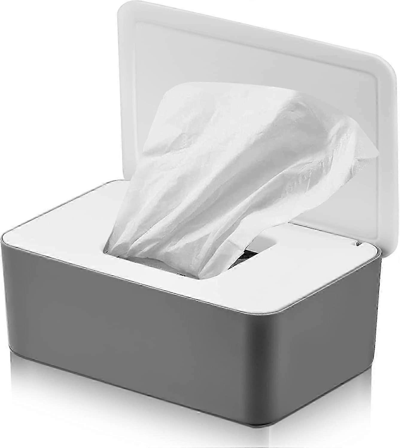 Wet Wipes Storage Box, Grey-White, with Lid Seal, Dustproof, for Baby Wipes
