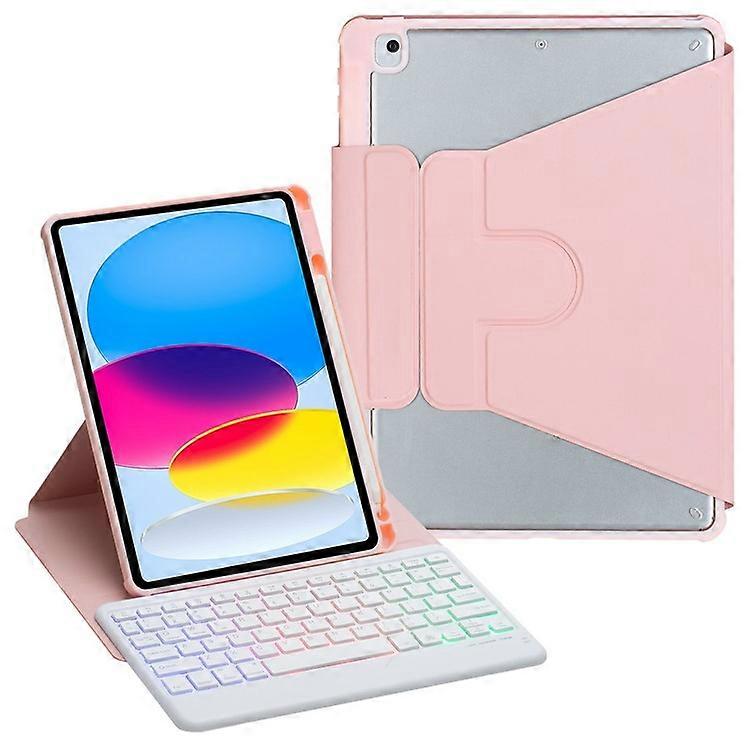 F10BS Compatible For iPad 10.9 (2022) PU Leather Tablet Case Triangle Stand Cover with Removable Wireless Backlight Keyboard