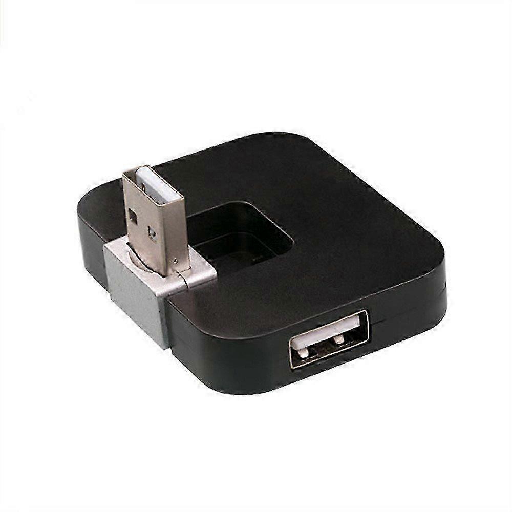 Rotating USB 2.0 Hub USB to USB Splitter (Black)