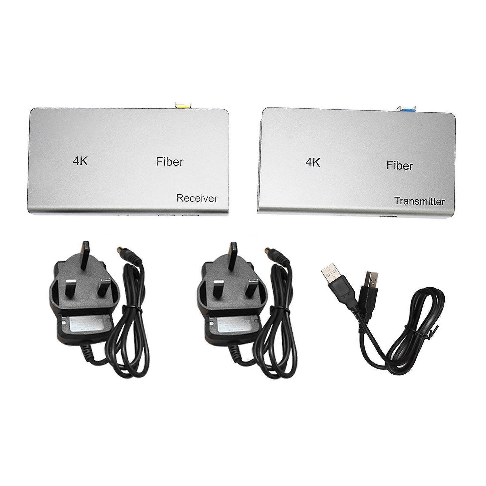 Extend 4K HD Multimedia Interface Signals Up to 10KM with KVM Fiber Extender, UK Plug