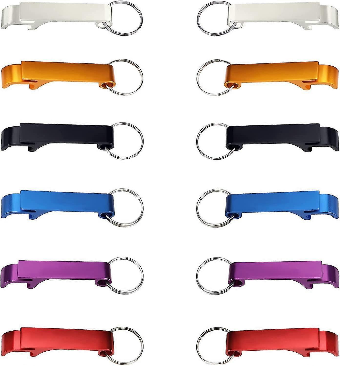 Savita 12 Pcs 2.4x0.4x0.5 Inch 6 Colors Keychain Bottle er, Metal Beer Can er, Bottle ers Bulk With Key Rings,6840