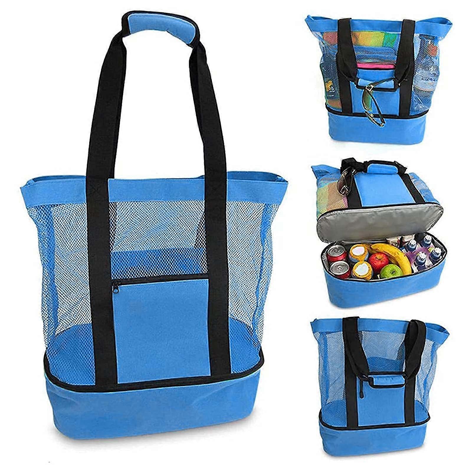 Versatile Mesh Beach Bag with Removable Insulated Cooler
