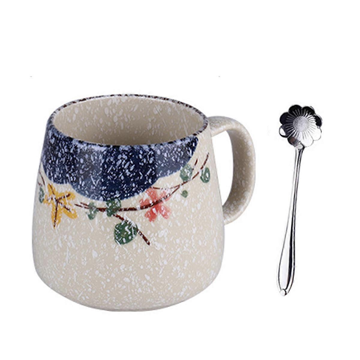 Ceramic milk cup with lid and spoon
