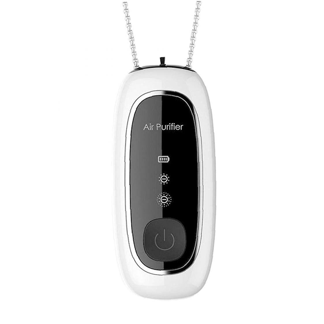 USB Portable Air Purifier Negative Ionized with Pendant Necklace White