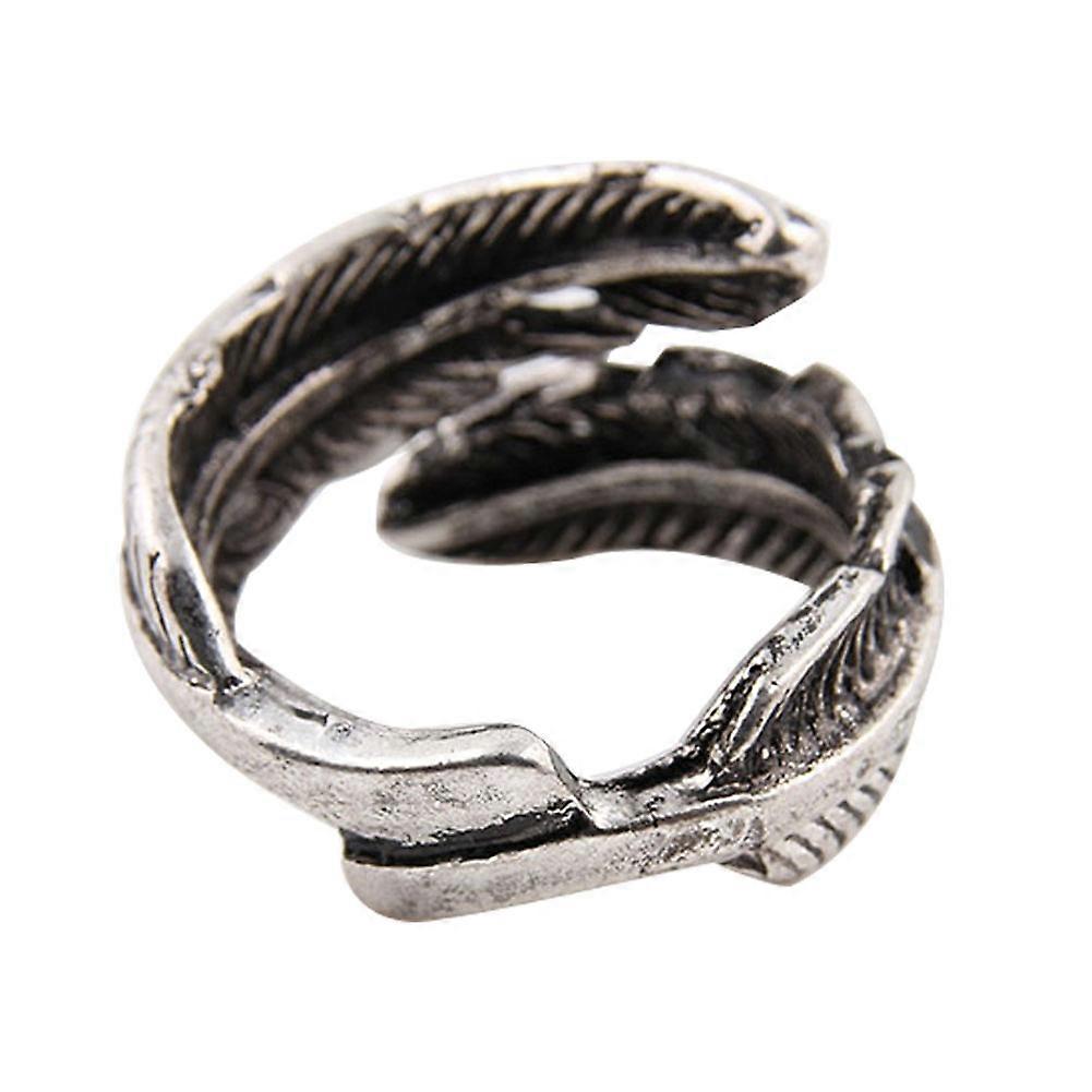 Unique Feather Shape Adjustable Ring Retro Jewelry Gift