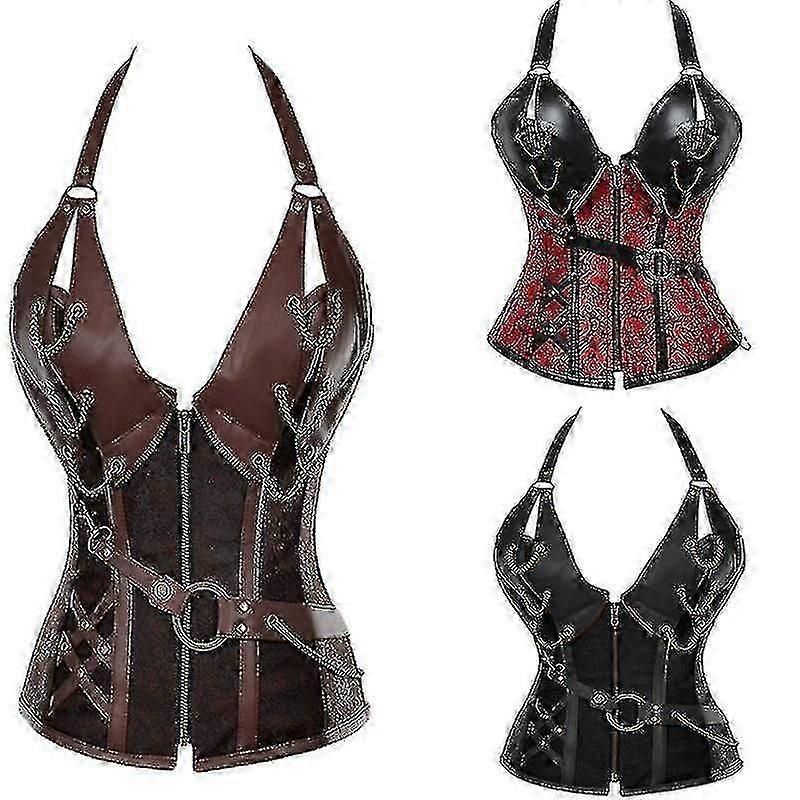 大人の中世のバイキング海賊コスチューム女性ゴシックナイトコルセットハロウィーンコスプレスチームパンクリーターベストメタルキュイラス-r