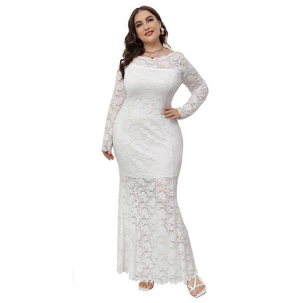 Spring and Autumn Women's Dress Plus Size Lace Fishtail Evening Dress