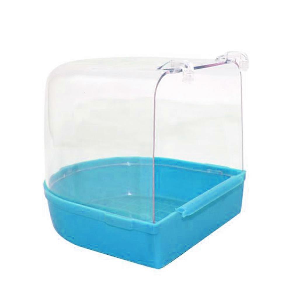 Bird Bath Box Parakeet Bathing Tub with Clear Top Detachable Base for Small Birds Parakeets Budgies Conures Parrots Blue