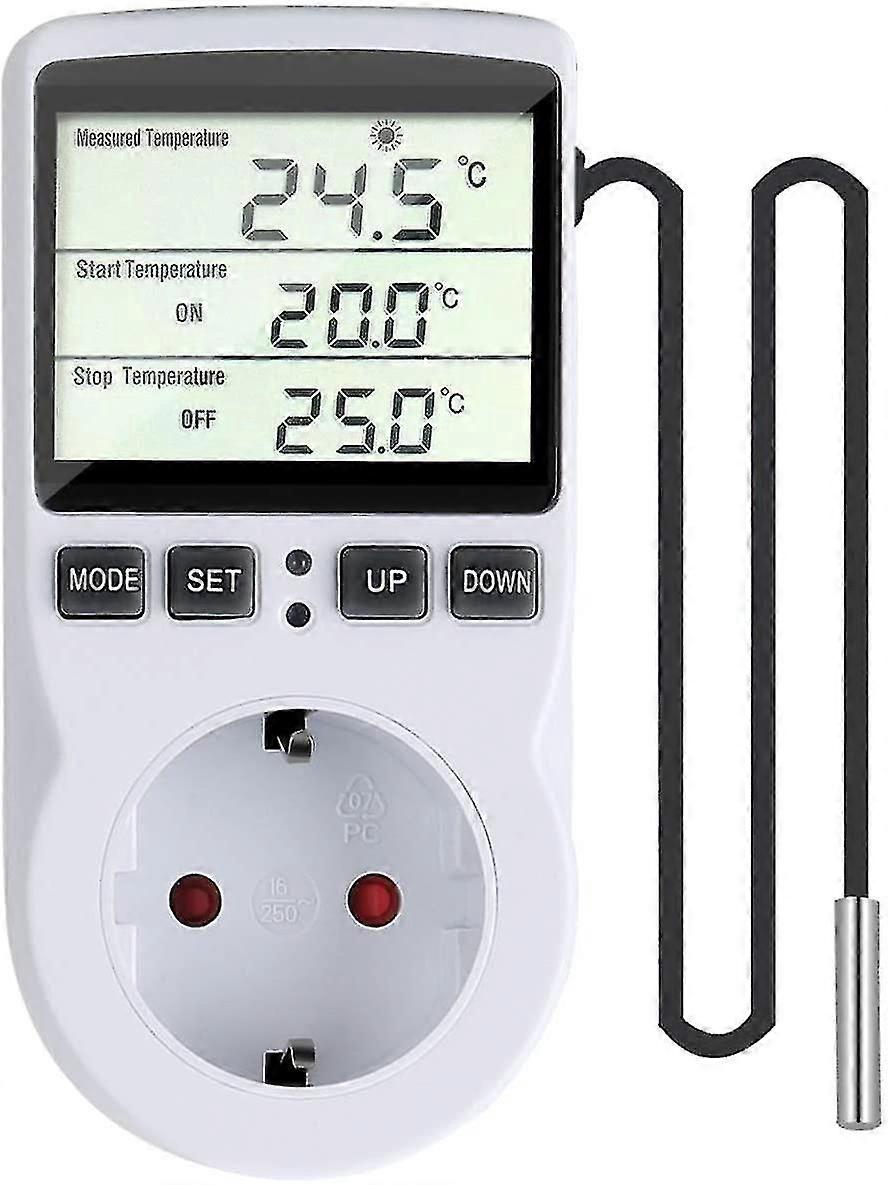 Digital Temperatur Kontroller Stikkontakt Termostat Eu-plugg