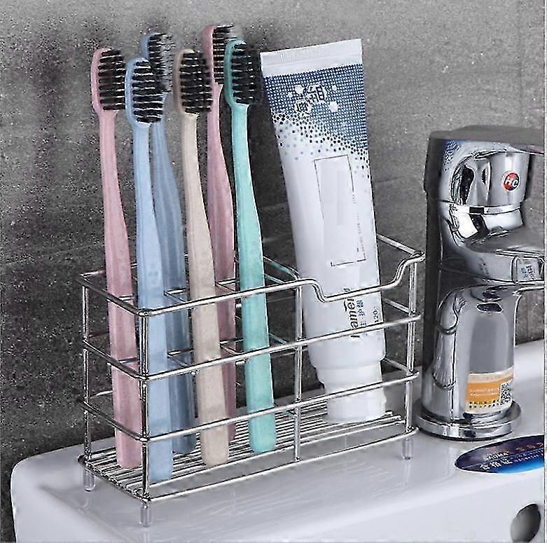 Tannbørsteholder, multifunksjonell rustfritt stål baderomstannbørsteholder-god