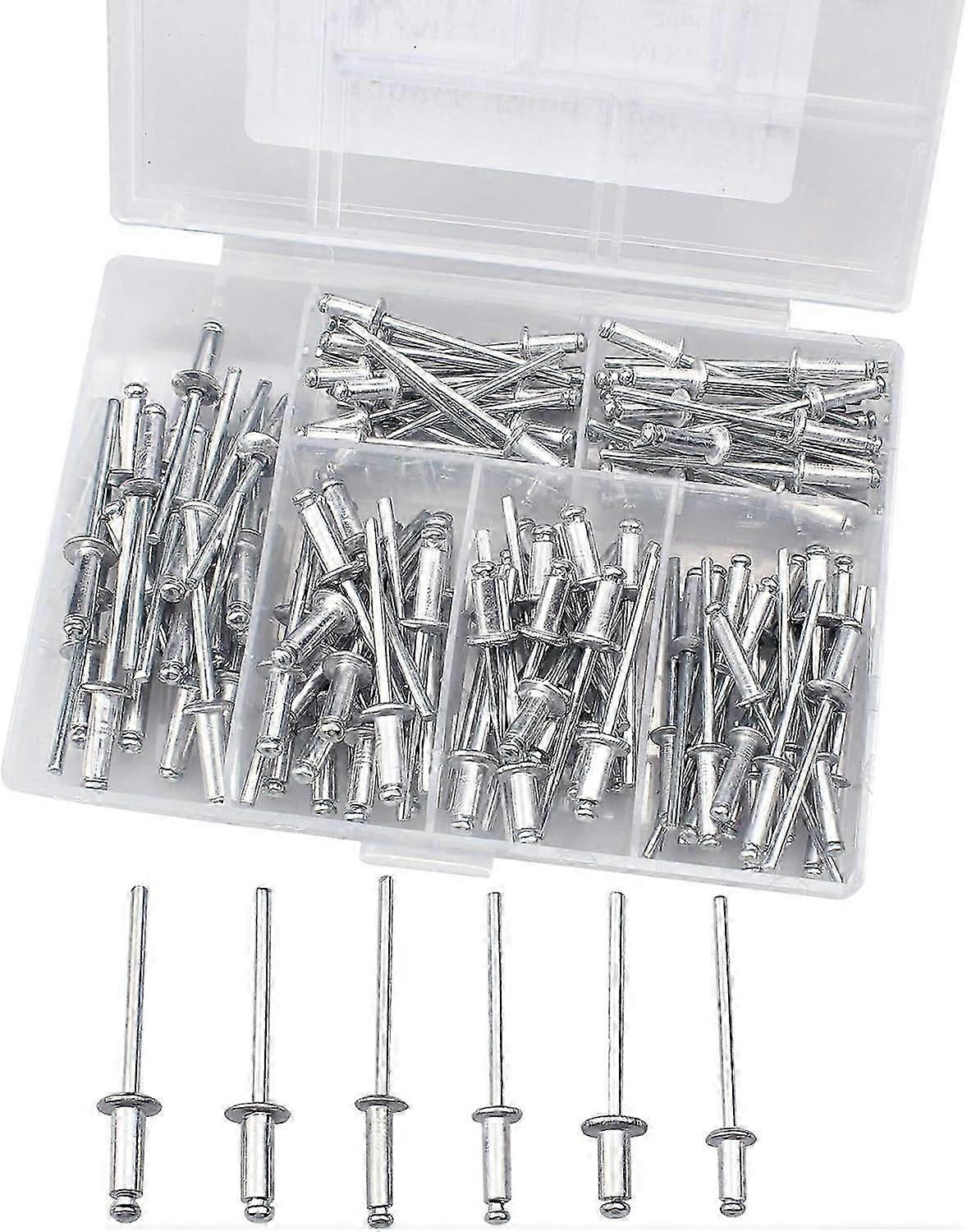 120PCS Blind Rivets Aluminum Rivet Alloy Dome Head Pop Rivets with Round Head Open Rivet Storag