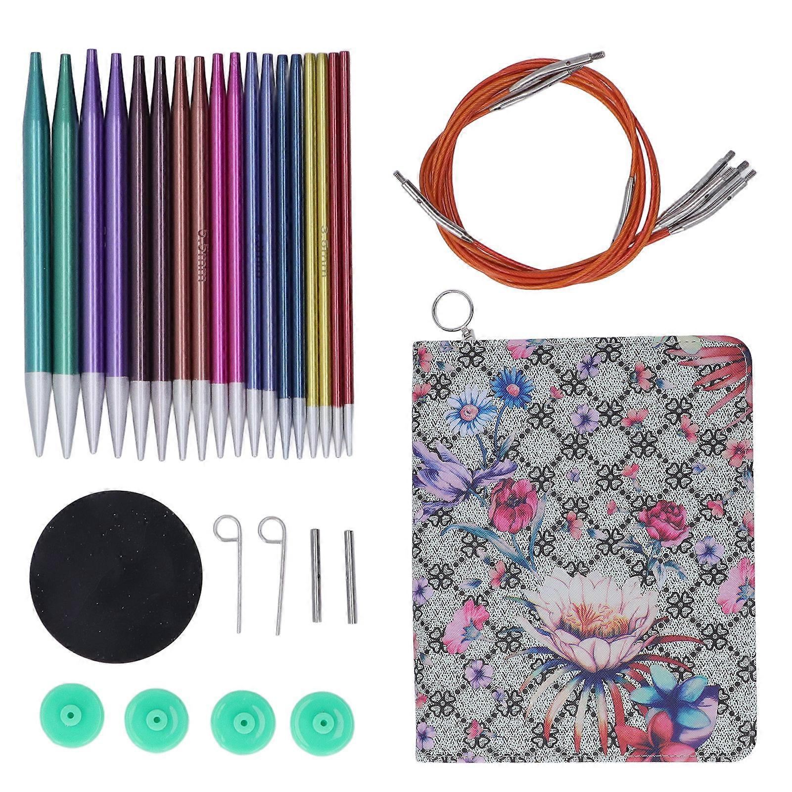 Circular Knitting Needles Set Interchangeable Crochet Needles Knitting Tool with Storage Case 3.0 to 8.0mm