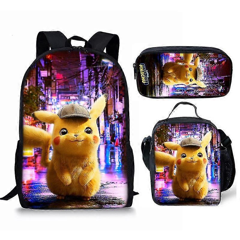 アニメポケモンプリントスクールバッグ子供用バックパックまたはサッチェルまたはペンバッグまたはスリーピースセット